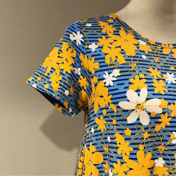 LuLaRoe Carly floral striped print Casual hi-low Midi dress size XS - Picture 3 of 11